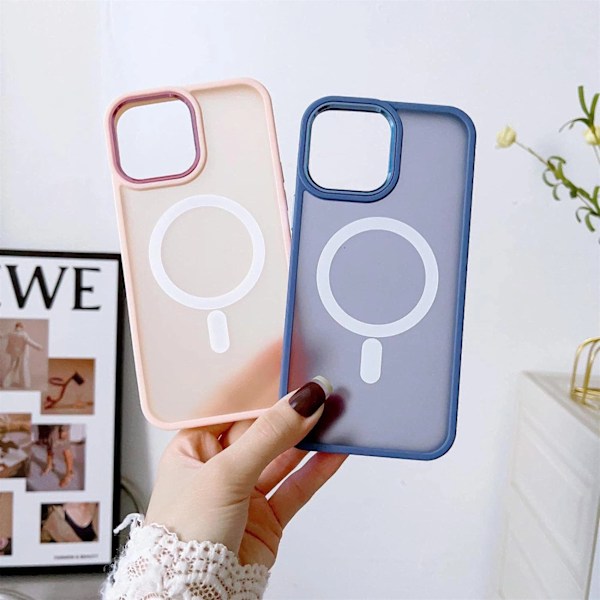 MAGNETISK ETUI MED MAGSAFE COLOR MATTE ETUI TIL IPHONE 15 PLUS - MARINEBLÅ