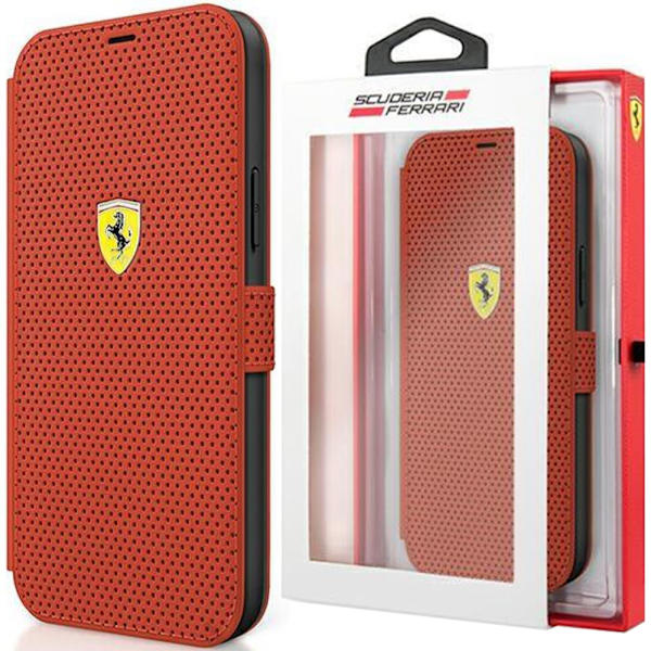 Ferrari FESPEFLBKP12SRE iPhone 12 mini 5.4 rød/rød bok på bane perforert