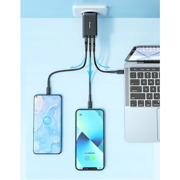 MCDODO SNABBLADDARE STRÖMFÖRSÖRJNING CUBE 3X USB-C PD USB-A GAN 67W