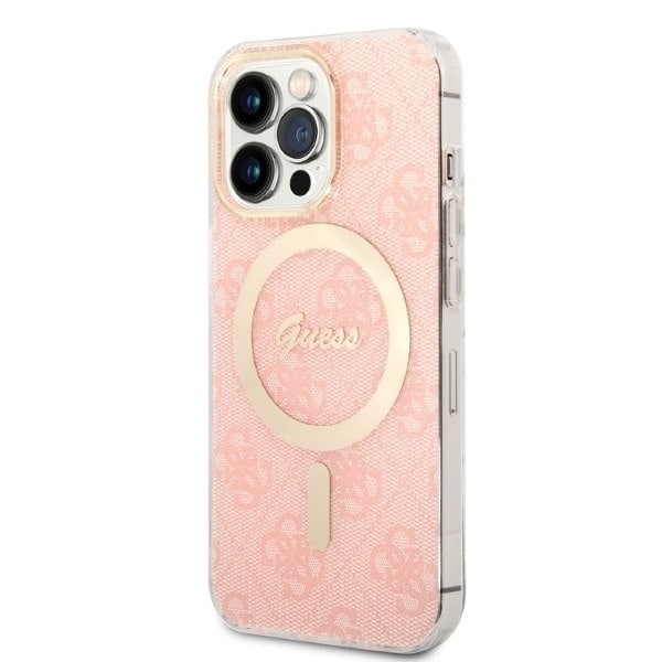 Guess sett MagSafe lader + etui for iPhone 13 Pro Max 6.7 rosa 4G Print (GUBPP13XH4EACSP)
