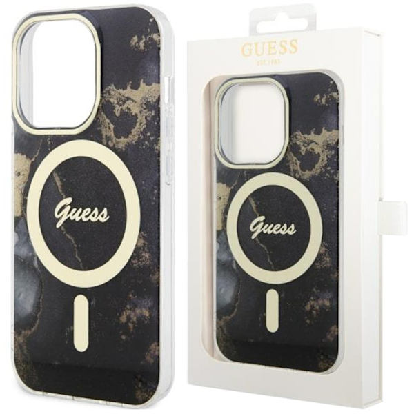 Guess GUHMP14XHTMRSK-deksel til iPhone 14 Pro Max 6.7 - svart Golden Marble MagSafe
