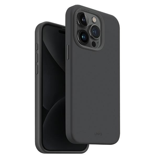 UNIQ Lino Hue iPhone 15 Pro 6.1 deksel Magclick Lader grå/karbon grå