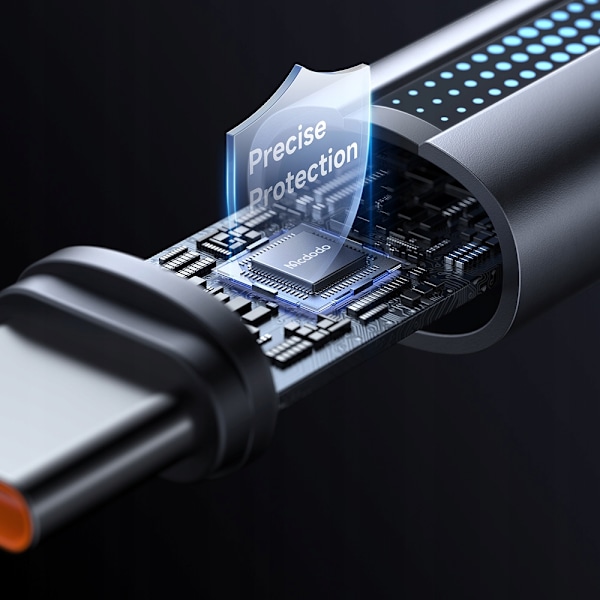 MCDODO USB-C SNABBLADDNINGSKABEL FÖR SAMSUNG XIAOMI TYP C 6A 100W 1M LED