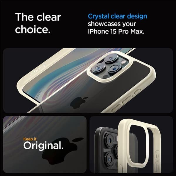 Spigen Crystal Hybrid, sandbeige - iPhone 15 Pro Max