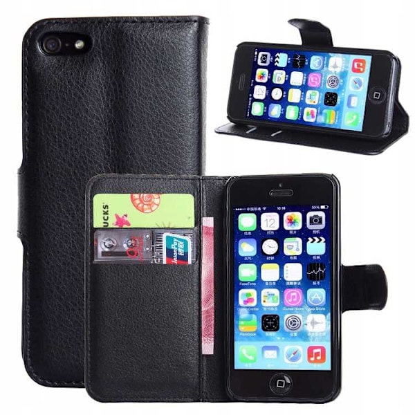 Litchi Case Skydd För Iphone 5 5S Se Svart Skydd