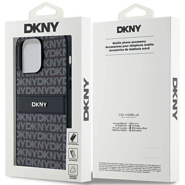 DKNY Leather Mono Stripe & Metal Logo Deksel til iPhone 14 Pro Max - Svart