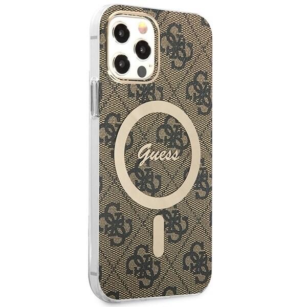 Sett Guess GUBPP12MH4EACSW Deksel+ Lader iPhone 12/12 Pro brun/brunt hardt deksel 4G Print MagSafe