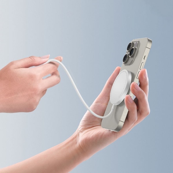 TECH-PROTECT QI15W-A34 MAGNETISK MAGSAFE TRÅDLØS OPLADER HVID