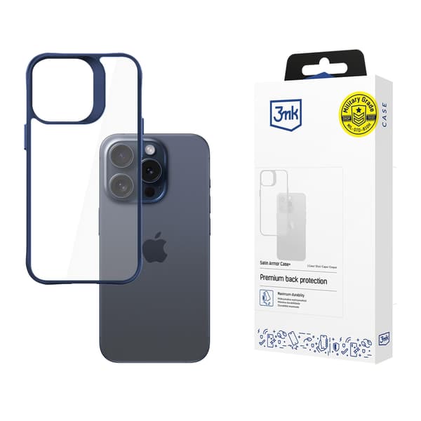 APPLE IPHONE 15 PRO - 3MK SATIN ARMOR CASE+ BLUE