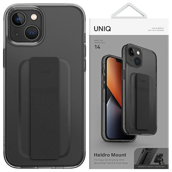 UNIQ Heldro Mount iPhone 14 6.1 deksel svart/røyk