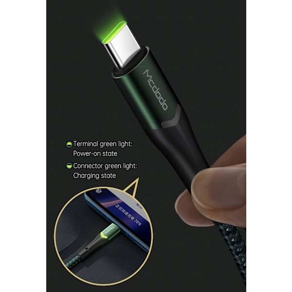 MCDODO USB-C SNABBLADDNINGSKABEL FÖR SAMSUNG USB-LADDARE TYP C LED 1M
