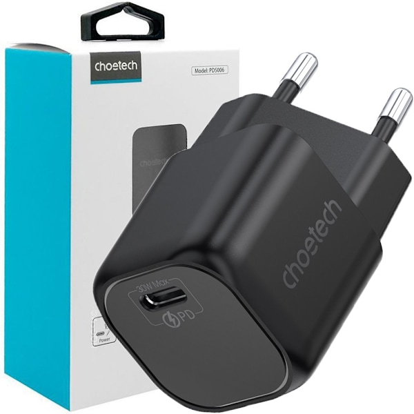 CHOETECH NETVÆRKSLADER GAN USB TYPE C PD 30W SORT