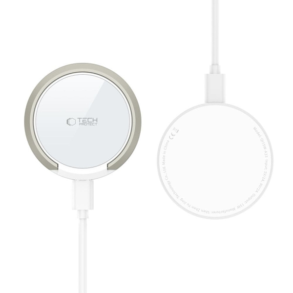 TECH-PROTECT QI15W-A33 MAGNETISK MAGSAFE TRÅDLØS LADER HVITT