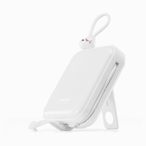 Joyroom strømforsyning med USB C og Lightning kabler og Cutie Series stativ 10000mAh 22,5W hvit (JR-L008)