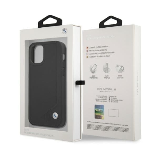 BMW LÆDER DEBOSS ETUI TIL IPHONE 12 PRO MAX - SORT