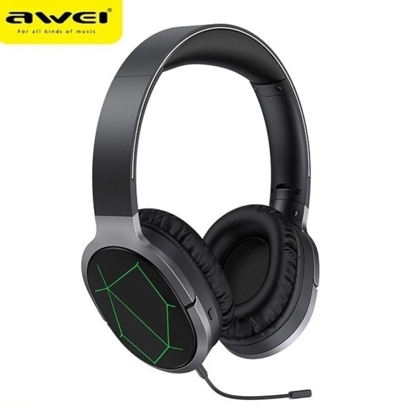 AWEI A799BL Bluetooth-spelhörlurar, on-ear, med mikrofon, svart/svart