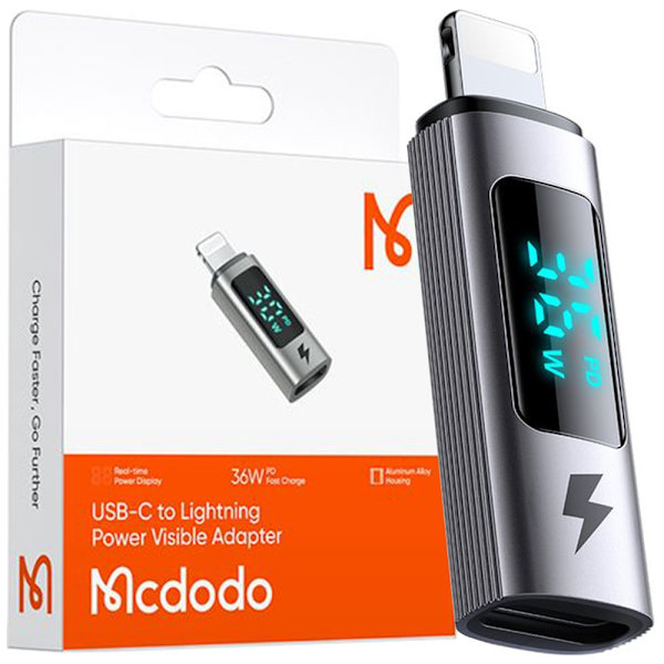 MCDODO ADAPTER USB-C USB TYP C TILL LIGHTNING IPHONE 36W METER