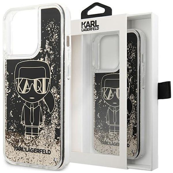 KARL LAGERFELD LIQUID GLITTER GATSBY ETUI TIL IPHONE 13 PRO / IPHONE 13 - SORT