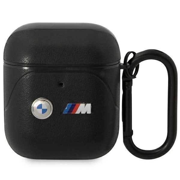 BMW LÆDER CURVED LINE TASKE TIL AIRPODS 1/2 - SORT