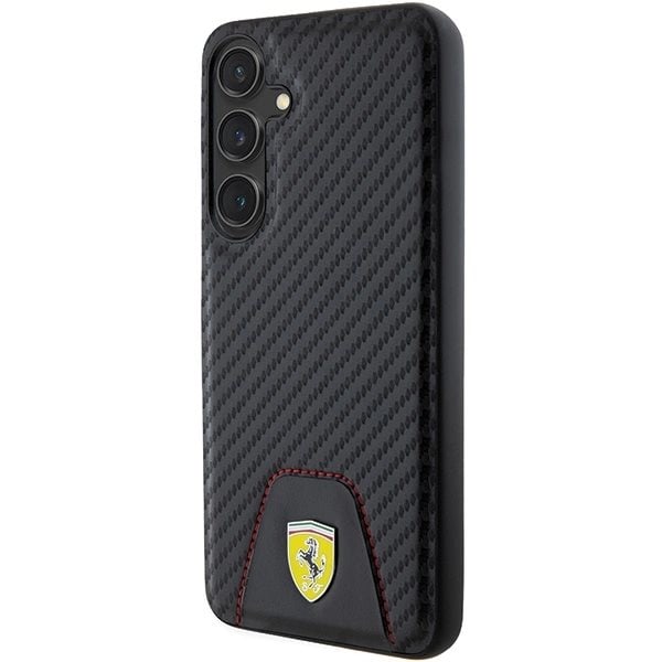 Ferrari Carbon Stitched Bunn Deksel til Samsung Galaxy S24+ - Svart