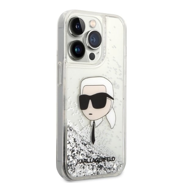 Karl Lagerfeld KLHCP14LLNKHCH iPhone 14 Pro 6.1 sølv/sølv hardt deksel Glitter Karl Head