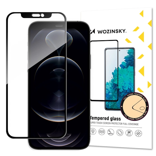 WOZINSKY SUPER DURABLE FULDLIM HÆRDET GLAS FULDSKÆRMSCOVER MED RAMMEETUI VENLIG IPHONE 14/13 PRO/IPHONE 13 SORT