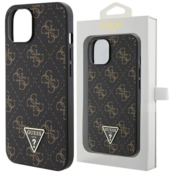 Guess 4G Triangle Metal Logo Deksel til iPhone 15 Plus / 14 Plus - Svart