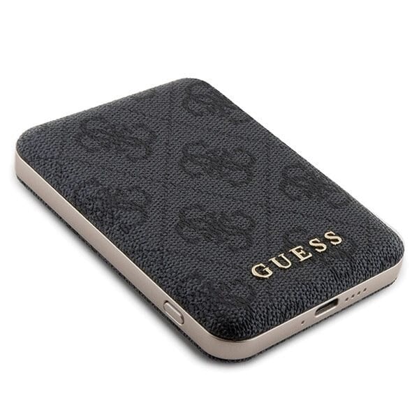 Guess 4G Metal Logo-dekselsett for iPhone 13 Pro + 5000mAh MagSafe powerbank - svart