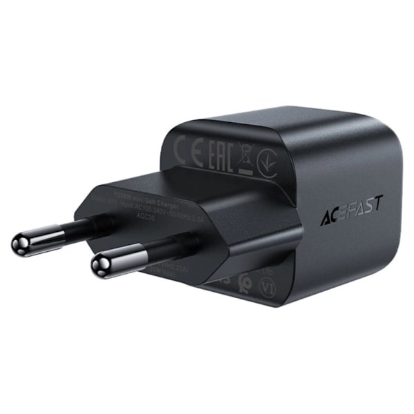 Acefast A73 Mini PD 20W GaN USB-C vegglader - svart