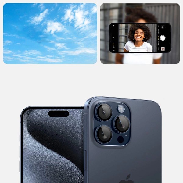 SPIGEN OPTIK.TR EZ FIT KAMERABESKYTTER TIL IPHONE 14 PRO / PRO MAX / 15 PRO / PRO MAX - TITANIUM BLÅ 2 STK.