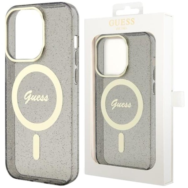 Guess GUHMP14LHCMCGK deksel til iPhone 14 Pro - svart Glitter Gold MagSafe