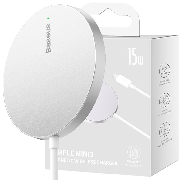 Baseus Simple Mini3 induktiv lader 15W sølv Vit