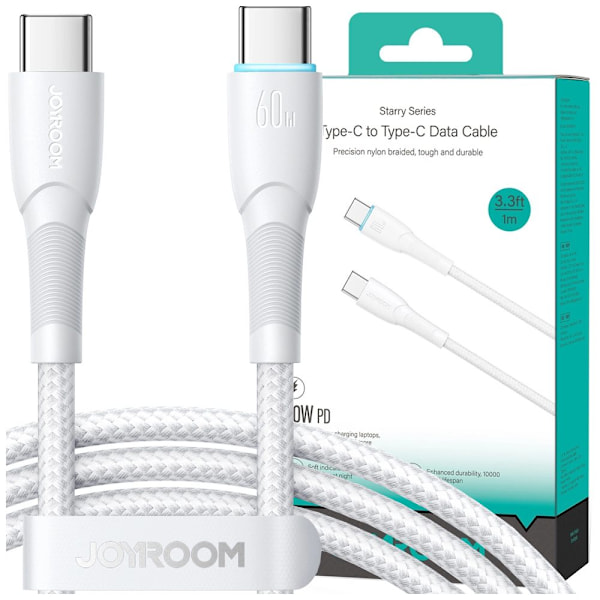 Joyroom Starry Series SA32-CC3 USB-C / USB-C-kabel 60W 1m - hvit
