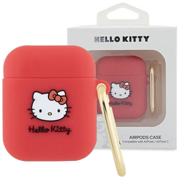 Hello Kitty Silikon 3D Kitty Head-deksel for AirPods 1/2 - fuchsia