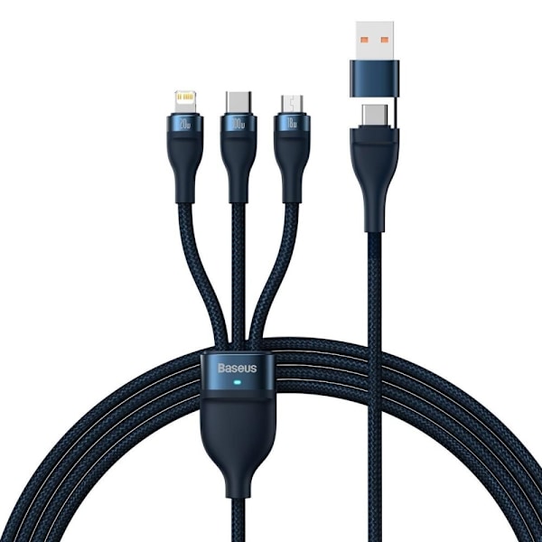 Baseus Flash-seriekabel USB Type C / USB Type A - USB Type C / Lightning / micro USB 100 W 1,2 m blå (CASS030103)