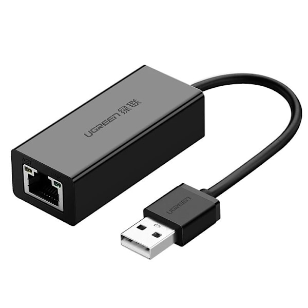 Ugreen eksternt nettverkskort RJ45 - USB 2.0 100 Mbps Ethernet svart (CR110 20254)