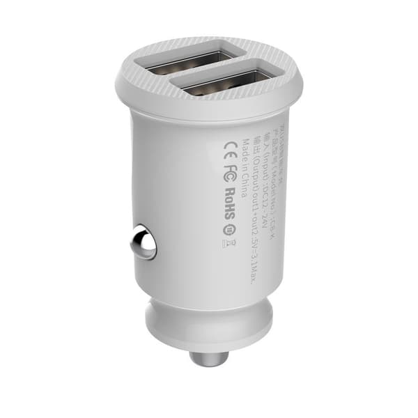 Baseus Grain Car Charger mini billader 2x USB 3.1A hvit (CCALL-ML02)