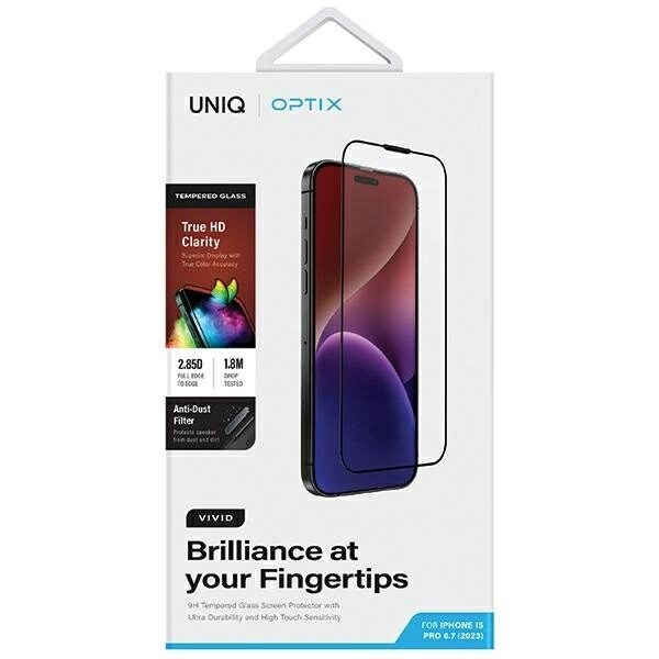 UNIQ Optix Vivid glass for iPhone 15 Pro Max med applikator