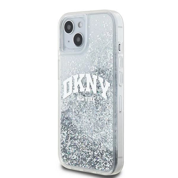 DKNY Liquid Glitter Big Logo beskyttelsesdeksel for iPhone 15/14/13 - hvit