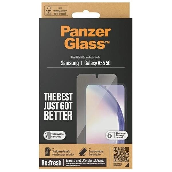 PanzerGlass Ultra-Wide Fit herdet glass med holder for Samsung Galaxy A55 5G