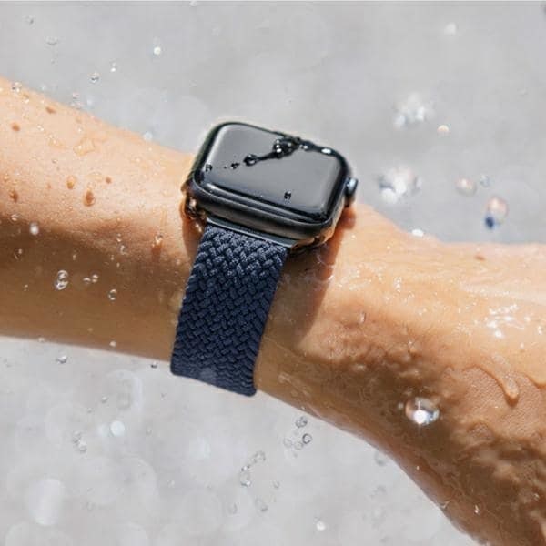 UNIQ Aspen Apple Watch-rem 44/42/45 mm Series 1/2/3/4/5/6/7/8/9/SE/SE2 Flätad blå/oxfordblå