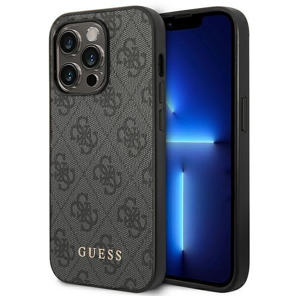Guess GUHCP14LG4GFGR-deksel til iPhone 14 Pro - grå 4G metallgulllogo