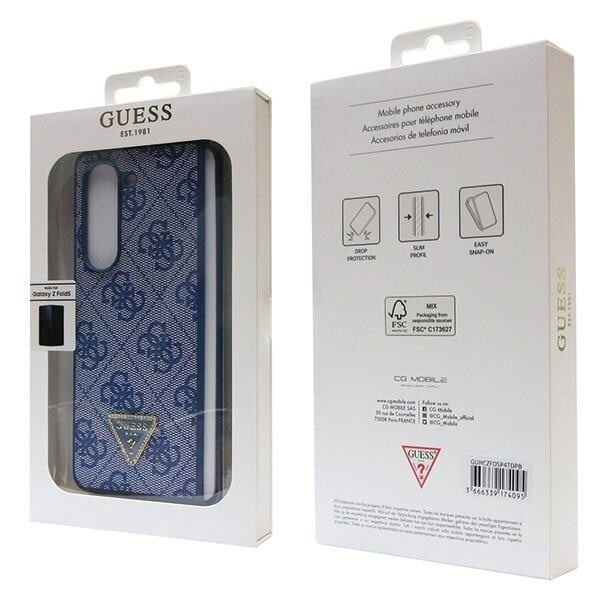 Guess GUHCZFD5P4TDPB F946 Z Fold5 veske - blå skinn 4G Triangle Strass