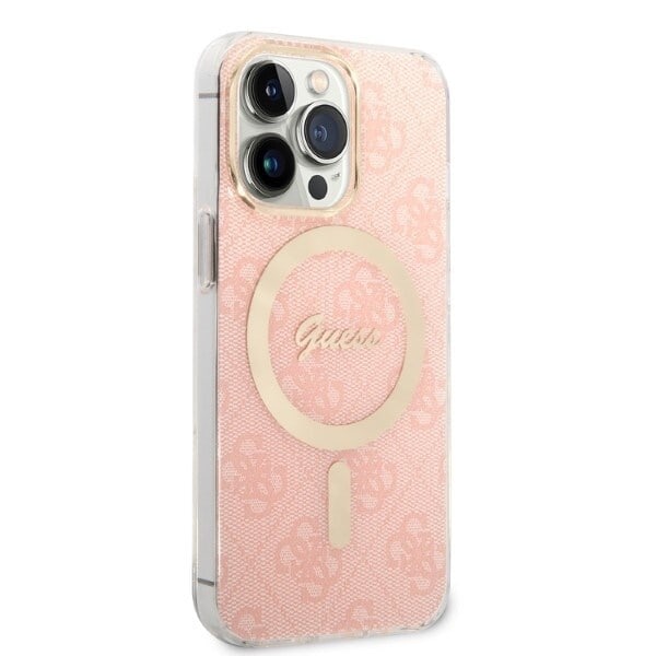 Guess sett MagSafe lader + etui for iPhone 13 Pro Max 6.7 rosa 4G Print (GUBPP13XH4EACSP)