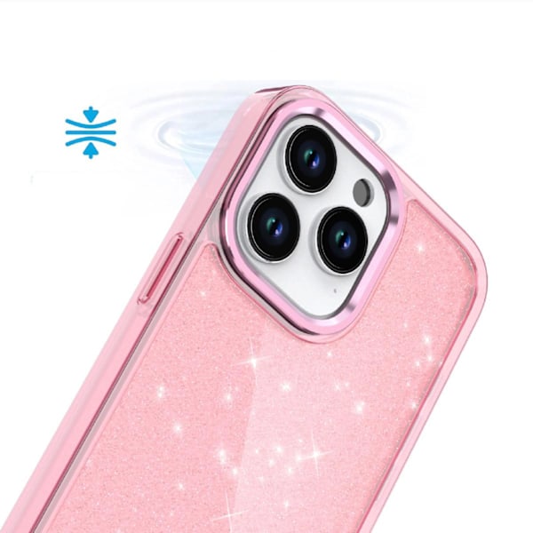 GLITTER COVER TIL IPHONE 16 PRO - PINK MED GLITTER