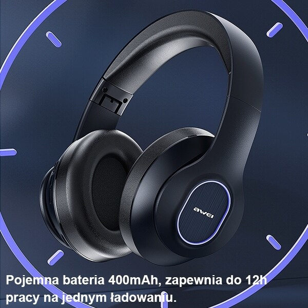 AWEI A100BL Bluetooth on-ear hörlurar svart/svart