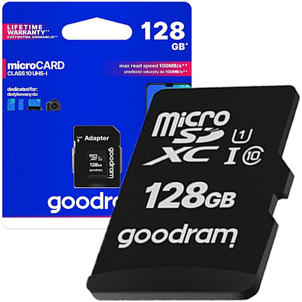 GOODRAM MICROCARD 128 GB MICRO SD XC UHS-I MEMORY CARD CLASS10 SD ADAPTER