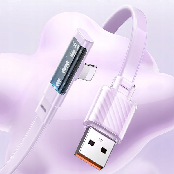 MCDODO ANGLE USB LIGHTNING PLATKABEL 36W IPHONE 13 14 LILLA 2M
