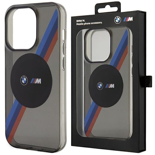 BMW BMHMP14XHDTK deksel til iPhone 14 Pro Max - grå hardt deksel Tricolor Stripes MagSafe