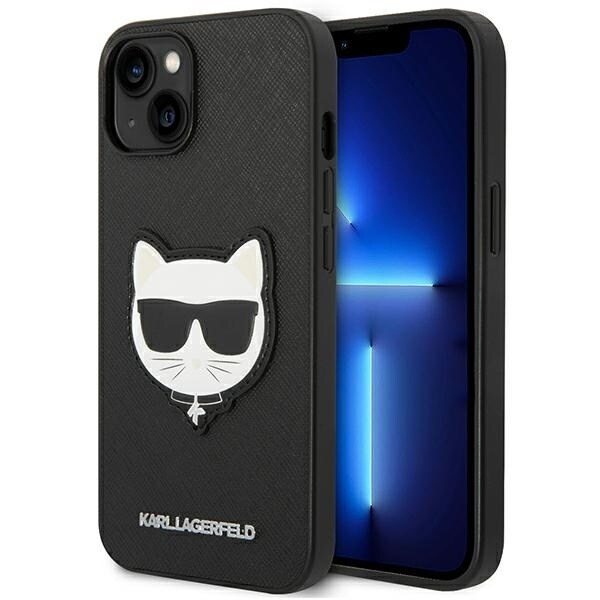 Karl Lagerfeld KLHCP14MSAPCHK iPhone 14 Plus 6.7 hardt deksel svart/svart Saffiano Choupette Head Patch